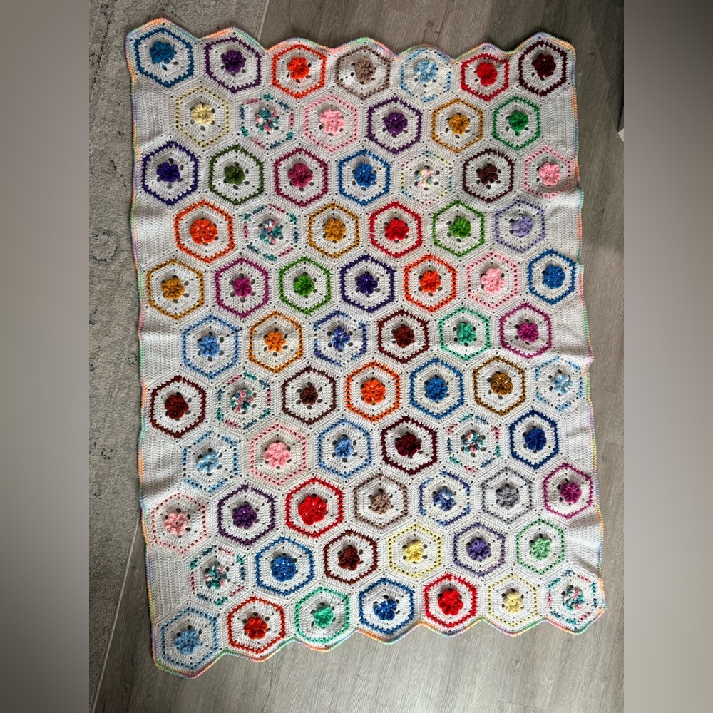 Handmade Granny Square Blanket Crochet Afghan Throw Blanket 65x49 Colorful